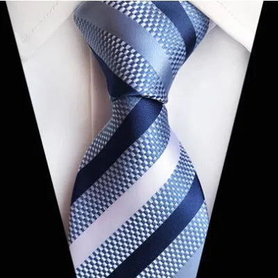 Light Blue Striped Silk Tie for Classy Men - Elegant and Timeless Accessory
