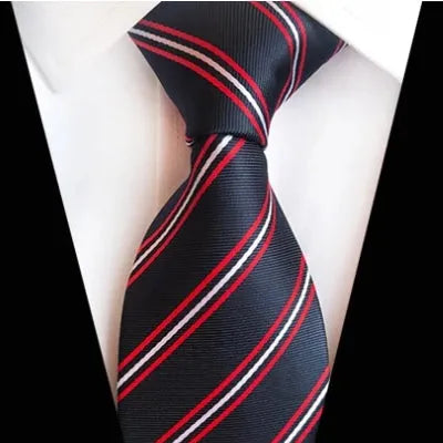 Classic Black and Red Striped Silk Tie for Men - Elegant Accessory for Formal Occasions