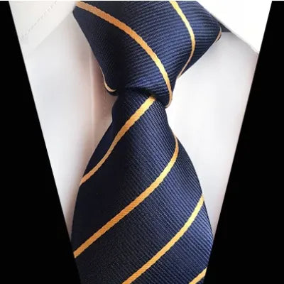 Classic Blue and Gold Striped Silk Tie for Men - Elegant Formal Accessories