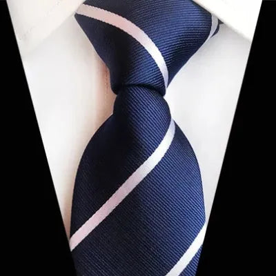 Classic Blue and White Striped Silk Tie for Men - Elegant Accessory for Formal Occasions