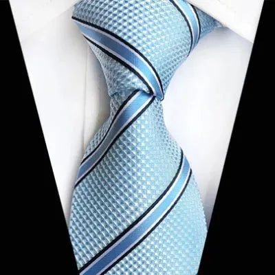 Classic Light Turquoise Striped Silk Tie for Men Elegant Accessory