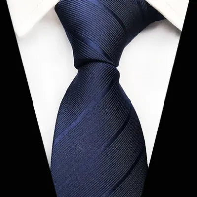 Dark Blue Striped Silk Tie for Men Classy Accessory for Formal and Casual Occasions