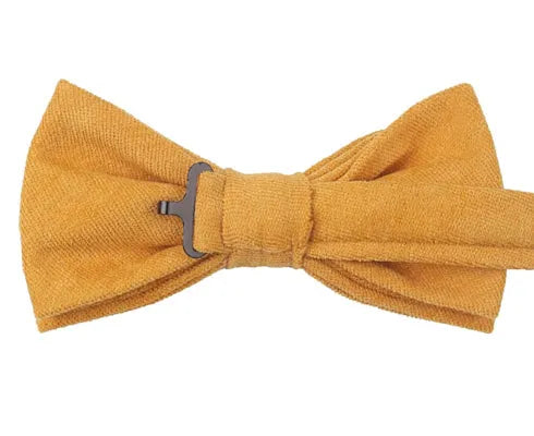 Mustard Cotton Pre-Tied Bow Tie for Classy Men