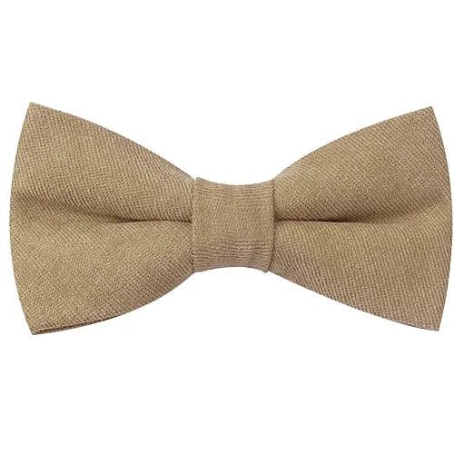 Beige Cotton Pre-Tied Bow Tie for Classy Men