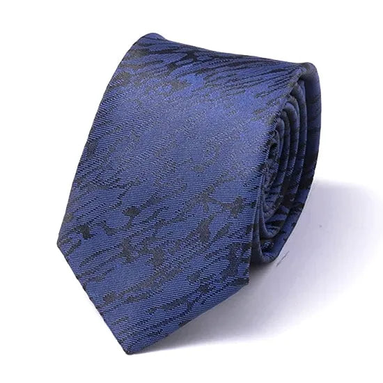 Elegant Blue and Black Silk Skinny Tie for Men