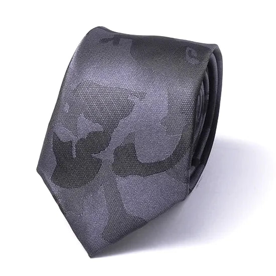 Mens Grey Camouflage Silk Skinny Tie - Stylish Classy Accessory