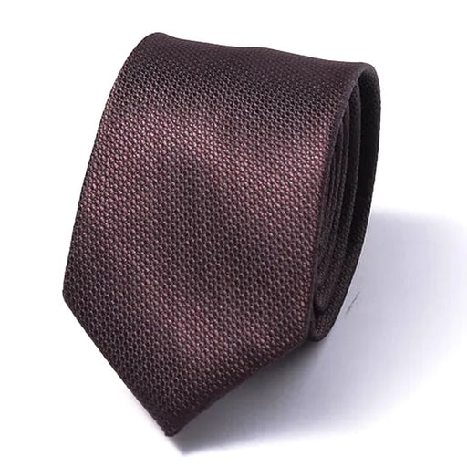 Solid Brown Silk Skinny Tie for Classy Men