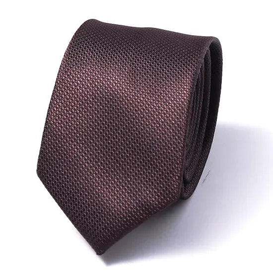 Solid Brown Silk Skinny Tie for Classy Men