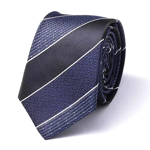 Blue Striped Silk Skinny Tie for Classy Men