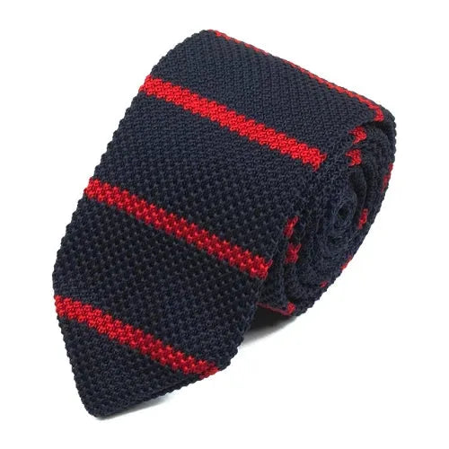 Navy Blue Red Knitted Tie for Classy Men