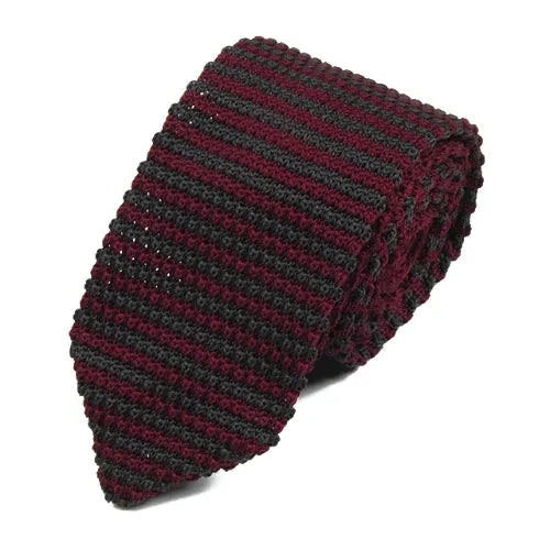 Red and Brown Striped Knitted Tie for Classy Men