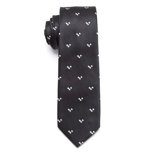 Black Patterned Skinny Tie for Classy Men - Elegant Accessory for Formal and Business Attire