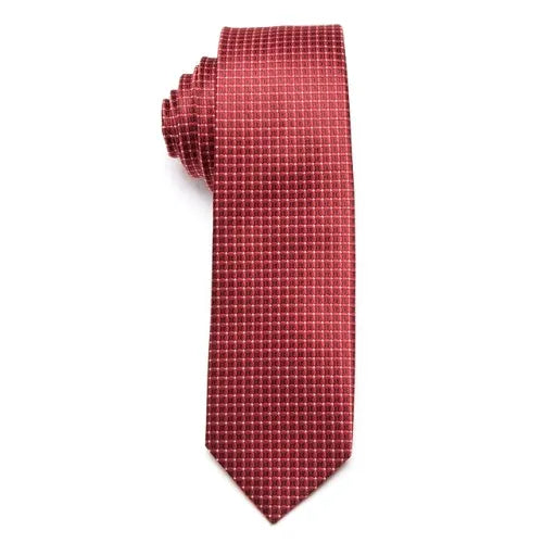 Red Mini Check Skinny Tie for Classy Men