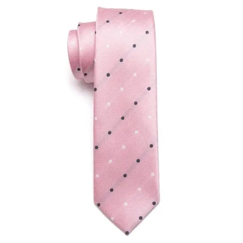 Mens Skinny Tie in Pink with Dotted Pattern - Classy Accessory for Formal Attire