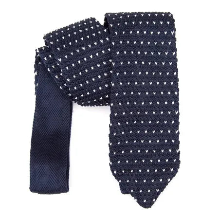 Navy Blue Dot Knitted Tie for Classy Men