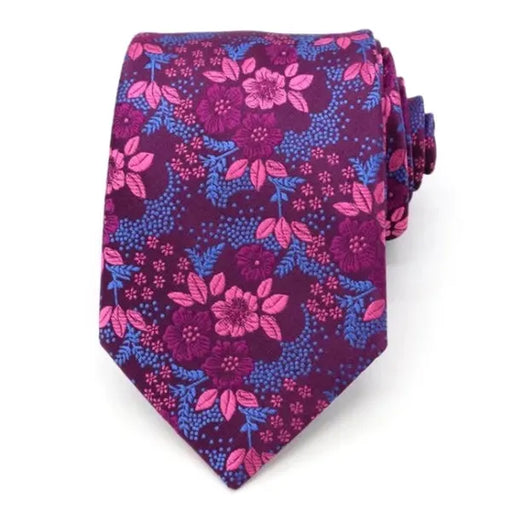 Purple Floral Silk Tie for Men - Elegant Accessory for Formal and Business Attire