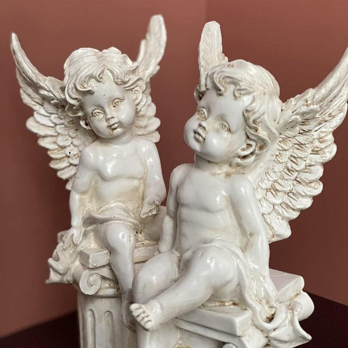 Cherub Statues on Roman Pillars Elegant Garden Sculptures