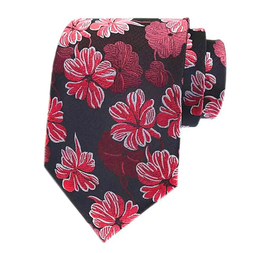 Red Brown Floral Silk Tie for Classy Men