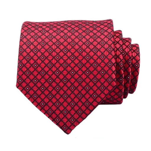 Red Checkered Silk Necktie for Classy Men Elegant Formal Accessory