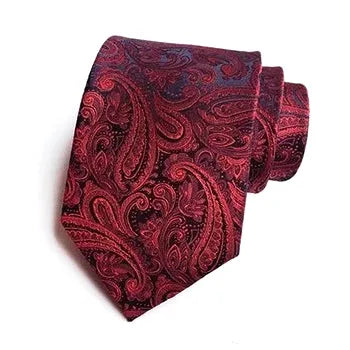 Red Paisley Silk Necktie for Men Classy Formal Accessory