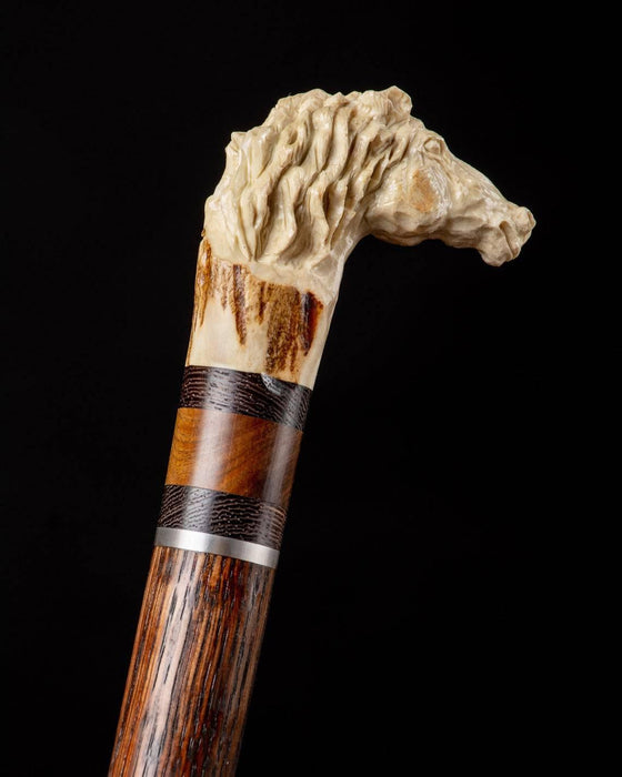 Irish Horse Walking Cane Handle Deer Bone - Limited