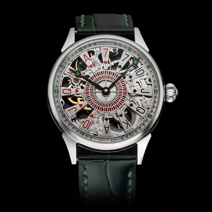 Poker Table Skeleton Mechanical Watch – Handmade Timepiece