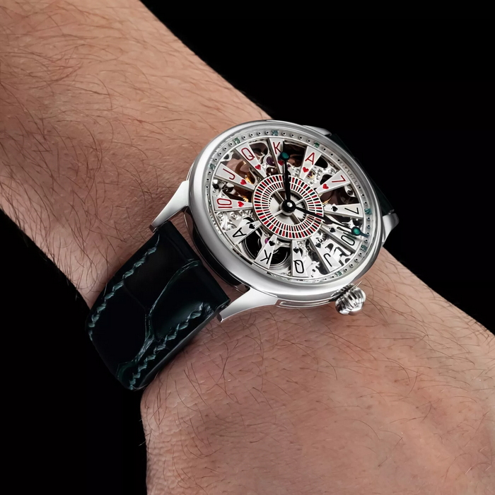 Poker Table Skeleton Mechanical Watch – Handmade Timepiece