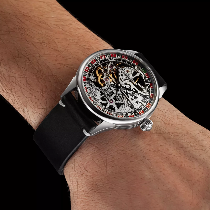 Roulette Skeleton Mechanical Watch – Handmade Steampunk Casino