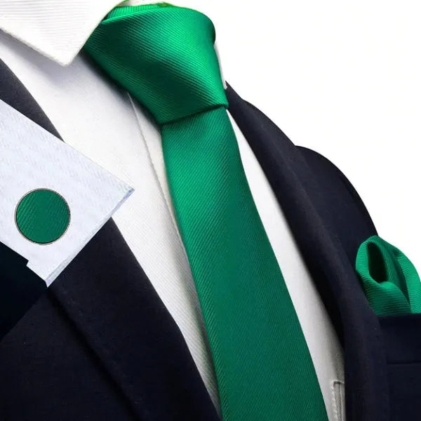 Silk Tie for Men - Classy Shamrock Green Design