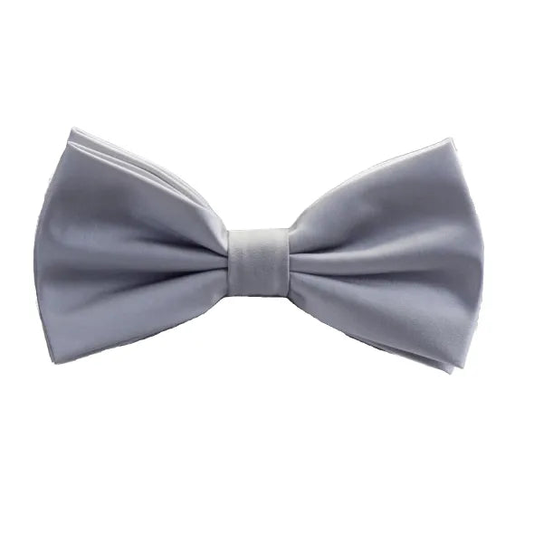 Silver Silk Pre-Tied Bow Tie for Classy Men Elegant Formal Accessory