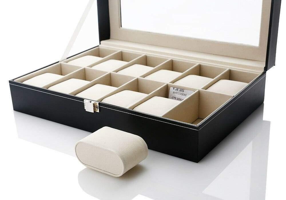 Leather Imitation Watch Collection Case with 12 Slots
