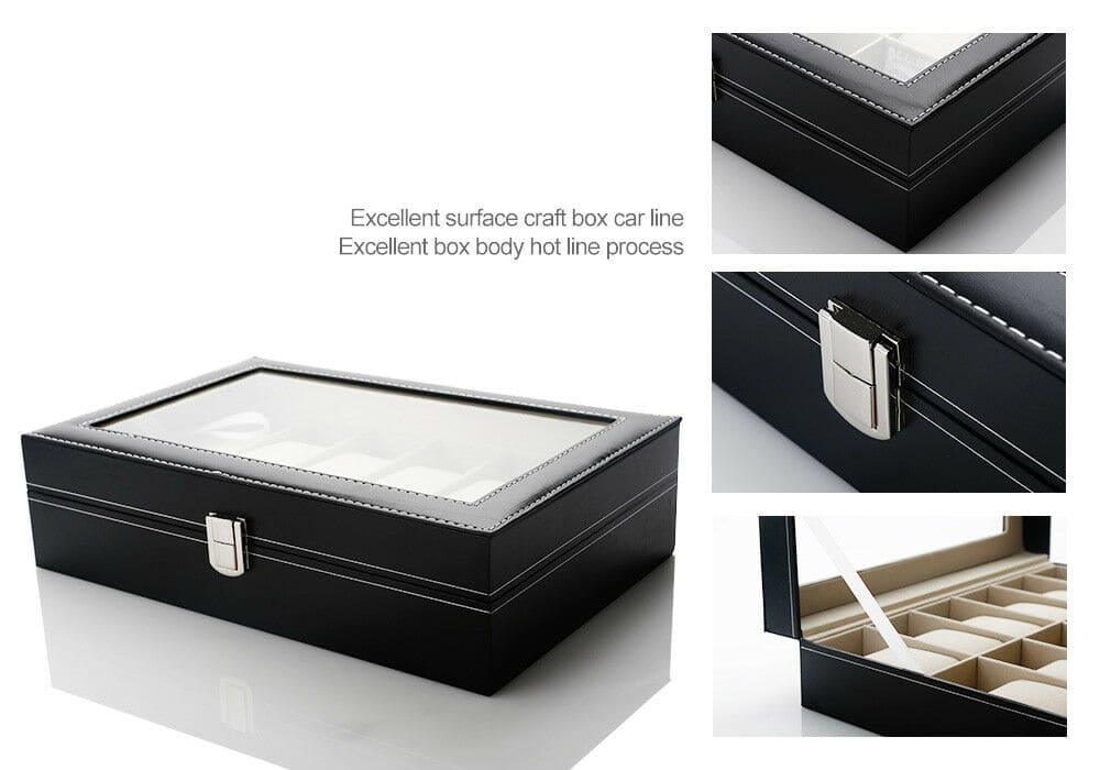 Leather Imitation Watch Collection Case with 12 Slots