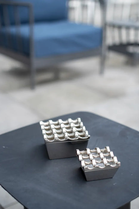 Stainless Steel Chrome Ashtray – 9-Hole Windproof Design