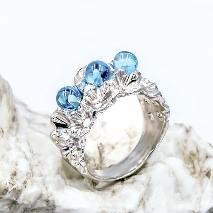 Luxury Jewelry Original Topaz & Diamond Silver Ring