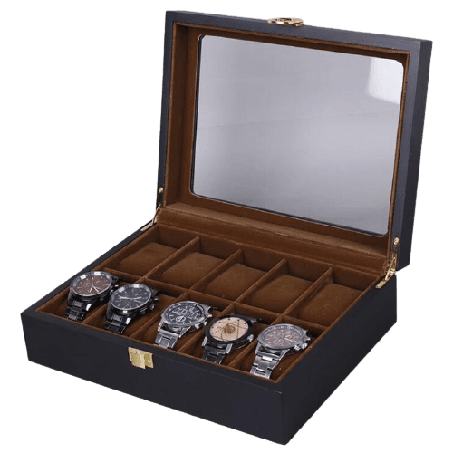 Wooden Storage Box for Watch Collection with 10 Slots
