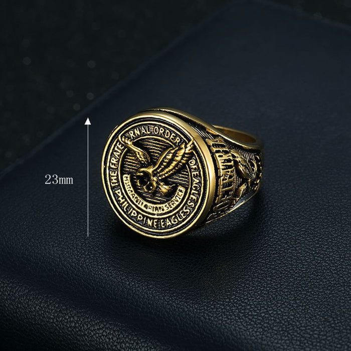 Men's Vintage Gold Ring American Eagle Design