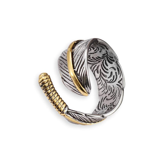 Adjustable Feather Ring 925 Silver