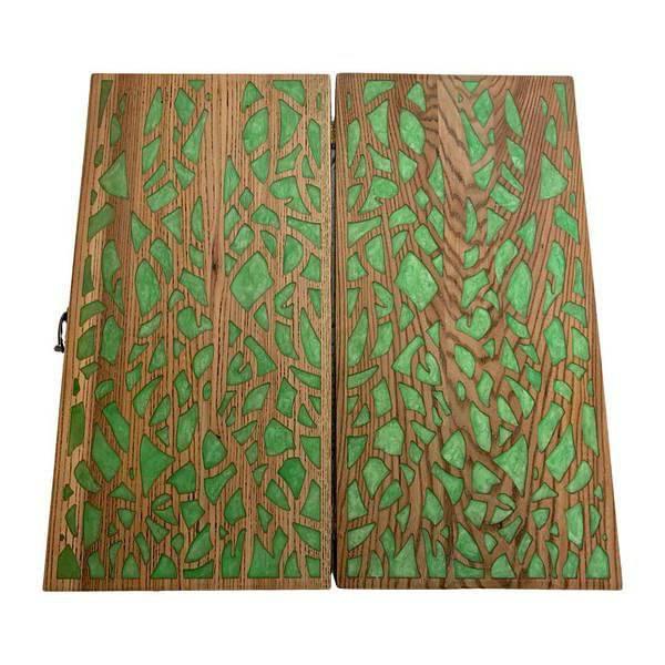 Wooden Backgammon With Epoxy Resin "Forest", 48×23×3 cm