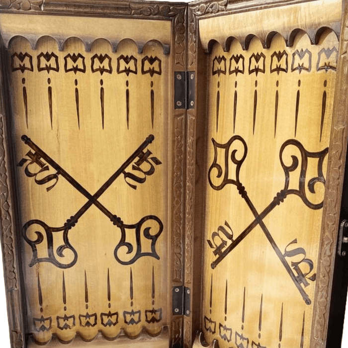 Unique Handmade Wooden Backgammon "Keys", 55x25 cm