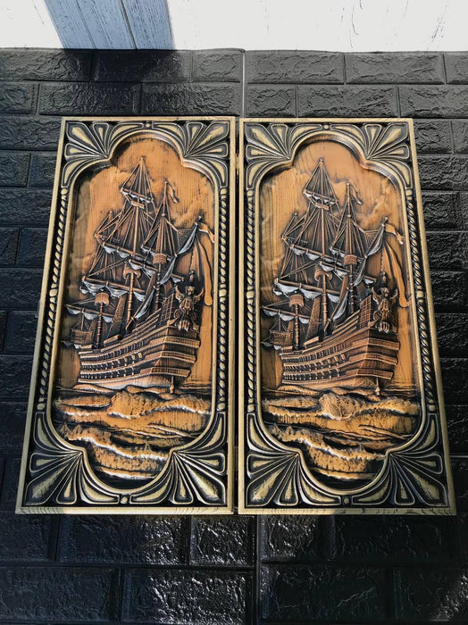 Wooden backgammon "Sailboat", 68×32×8 cm, art. 190148