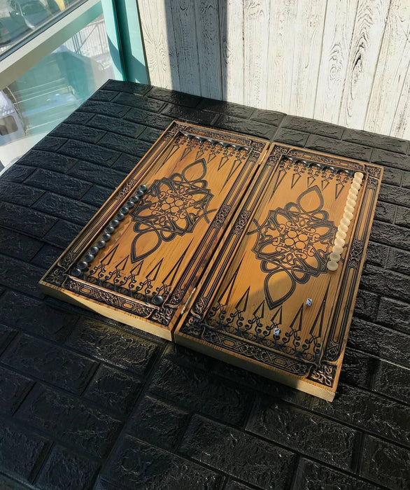 Wooden backgammon "Sailboat", 68×32×8 cm, art. 190148