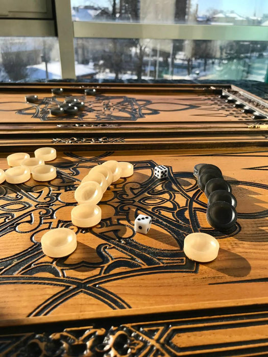 Wooden backgammon "Sailboat", 68×32×8 cm, art. 190148