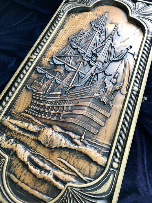 Wooden backgammon "Sailboat", 68×32×8 cm, art. 190148