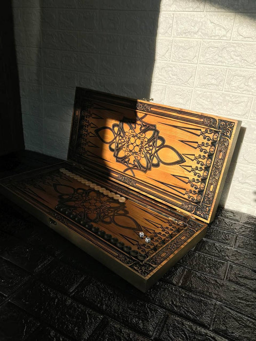 Wooden backgammon "Sailboat", 68×32×8 cm, art. 190148