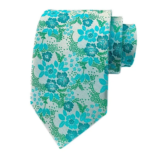 Teal Floral Silk Tie for Men - Elegant Accessory for Formal and Casual Occasions