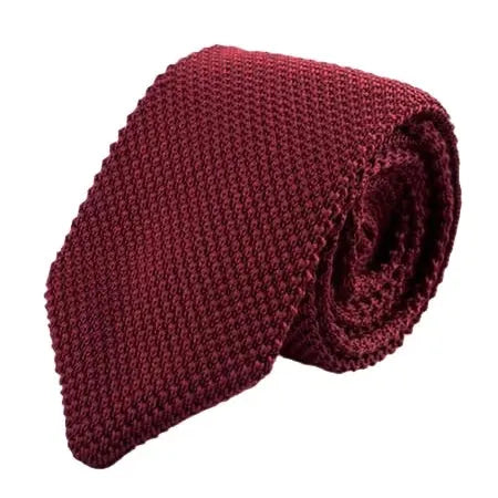 Wine Red Knitted Tie for Classy Men Elegant Accessory for Formal Casual Events