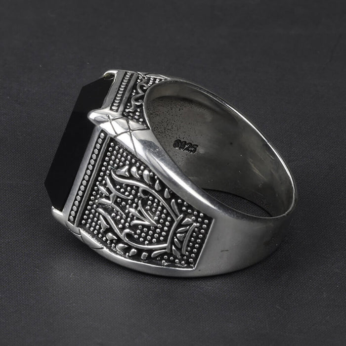 Black Onyx Ring for Men 925 Sterling Silver