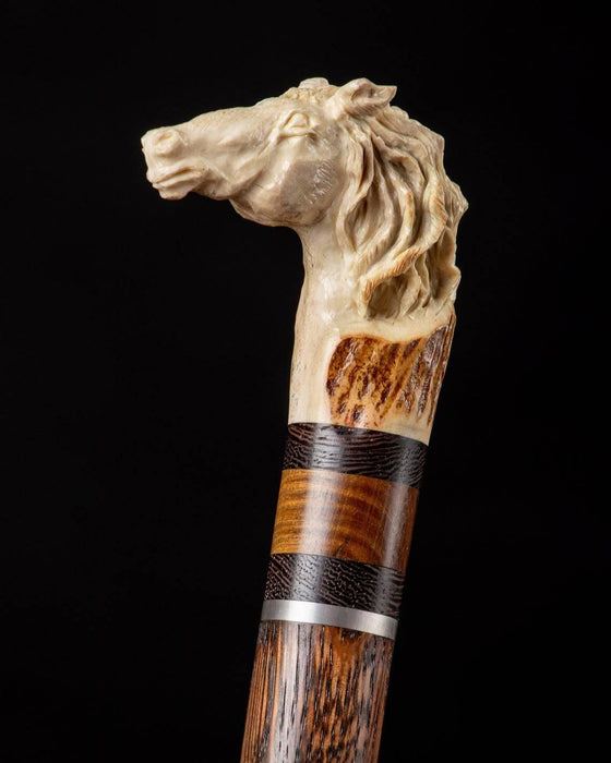 Irish Horse Walking Cane Handle Deer Bone - Limited