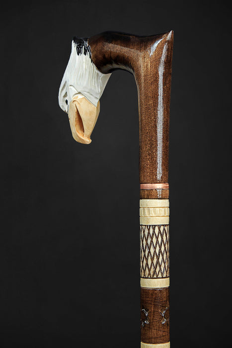 Walking Cane for Men Hand-Painted Bald Eagle, Hand Carved Cane