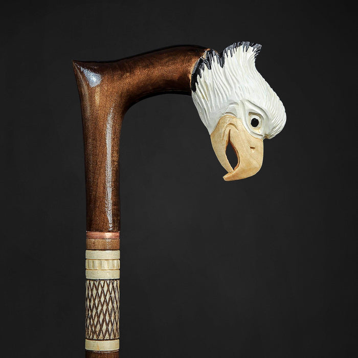 Walking Cane for Men Hand-Painted Bald Eagle, Hand Carved Cane